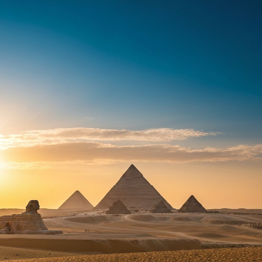 أهرامات الجيزة عند الغروب